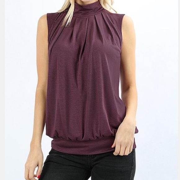 Tops - 5⭐️ rated Sleeveless High Neck Pleated Top